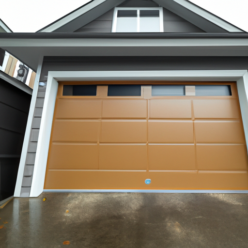 Insulated modern garage door in a Kirkland, WA neighborhood with visible weatherstripping and sealed threshold.